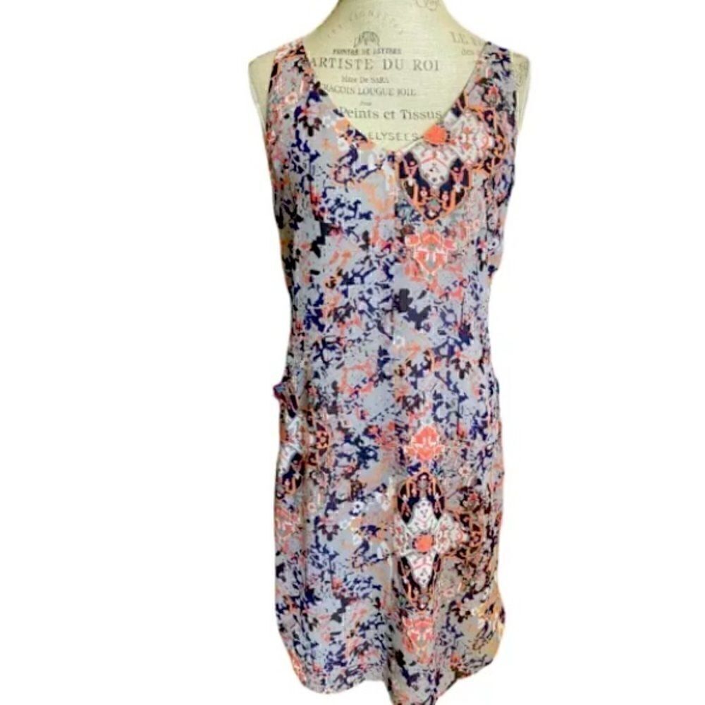 CAbi #5049 Fresco Gray Abstract Print Slip Dress S